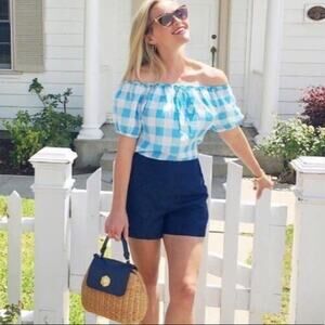 Draper James Dolly gingham check off shoulder top